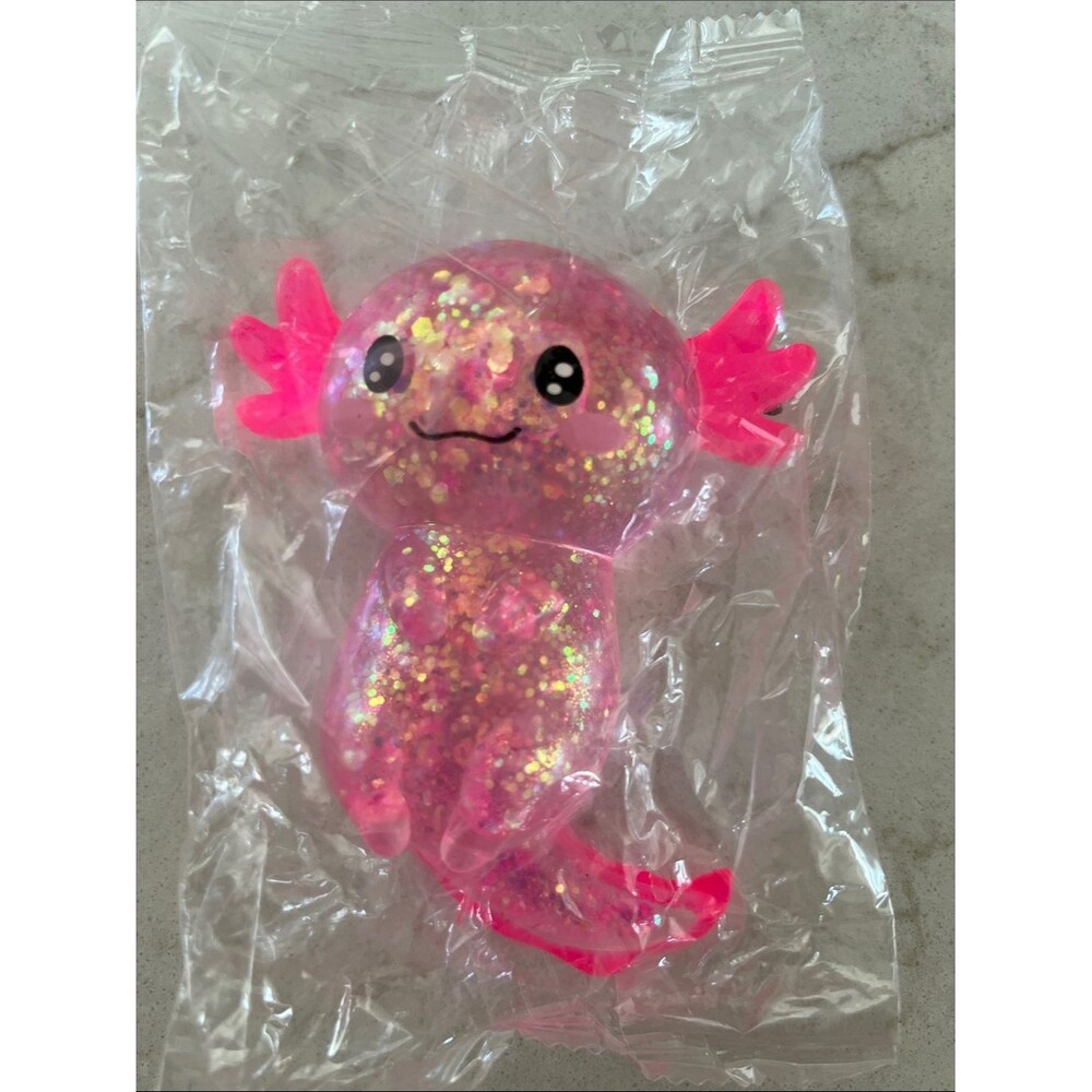 Pink Glitter Axolotl Squishy